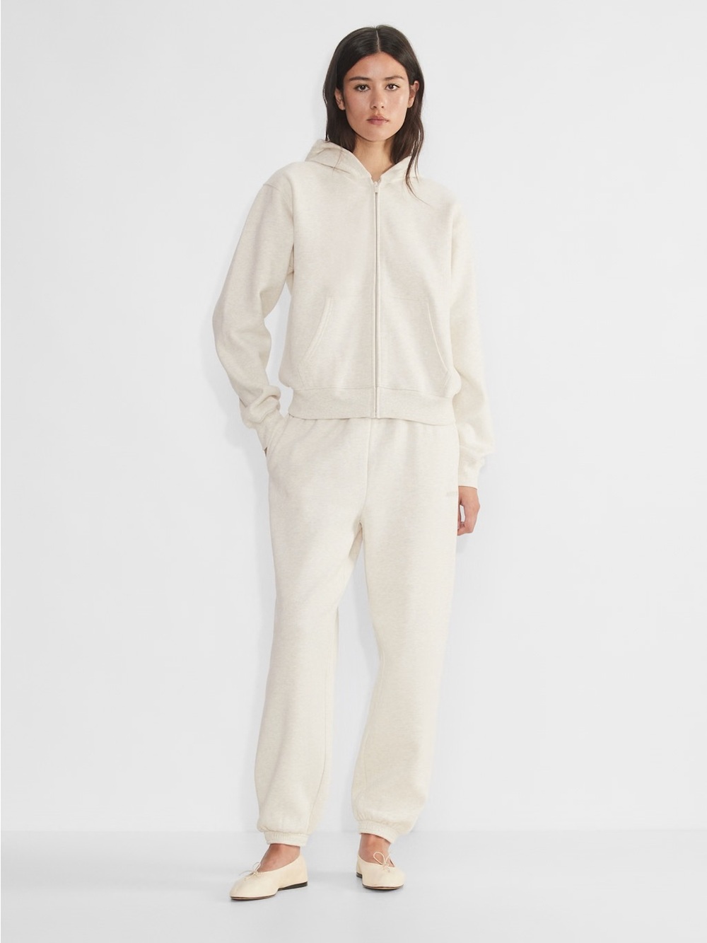 Aritzia TNA Cream Zip Hoodie & Jogger Set